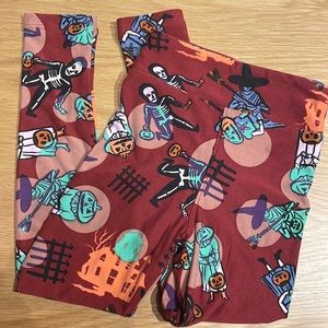 S/M Like New Kids LuLaRoe Burgundy Halloween Leggings